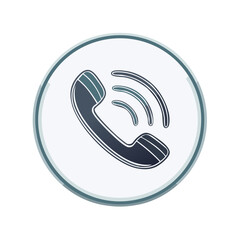 Stylized Phone Icon with Call Connection Signal in a Circle for Communication and Contact