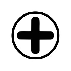 Obraz premium Minimalist Black Plus Sign in a Circle Shape on Black Background Graphic Design Element