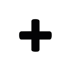 Obraz premium Black Cross Symbol Icon on Dark Background Simple Plus Sign Shape Isolated