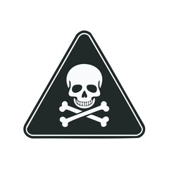 Hazard Warning Sign Featuring a Skull and Crossbones in a Triangle Shape on Black Background