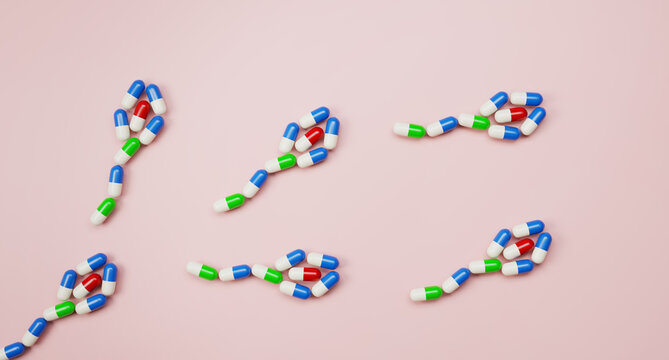 Oral contraceptive medical concept. the fun pill prevents sperm from enterin