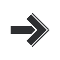 Fototapeta premium Gray Arrow Pointing Right on Black Background, Directional Sign, Navigation Graphic