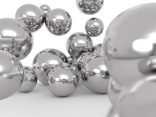 Shiny metal spheres in a clustered arrangement.