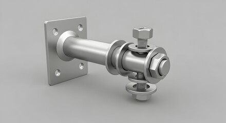 Metal Construction Joint With Fixing On Gray Background Render Image