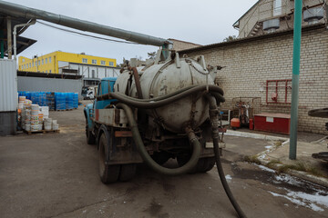 Sewage cleaning vacuum truck. Septic cleaning vacuum service and maintenance
