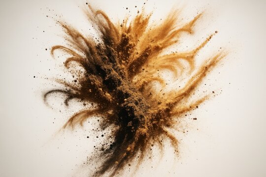Natural earth explosion effect with dramatic dust and sand particle dynamics for creative design applications
