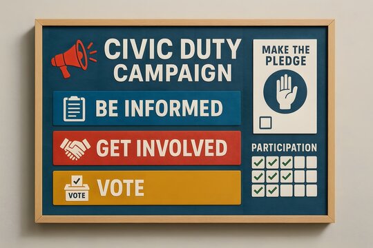 Civic duty campaign be informed get involved vote participation pledge election democracy governance