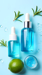 Refreshing Blue Skincare Serums and Gel with Lime and Rosemary