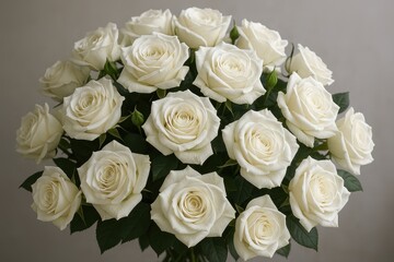 Obraz premium Pristine white garden roses in elegant bouquet arrangement showcasing natural beauty and floral perfection