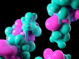 Abstract shapes of colorful dripping paint.