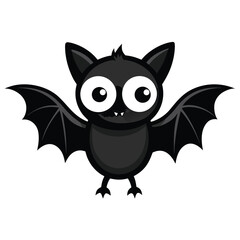 Adorable cartoon bat with big googly eyes and outstretched wings perfect for halloween and cute animal illustrations
