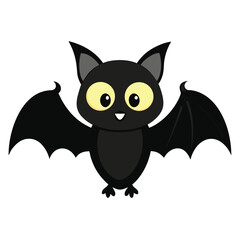 Adorable cartoon bat with big yellow eyes and spread wings perfect for halloween decorations and children s designs