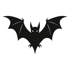 A striking silhouette of a black bat with outstretched wings and glowing eyes perfect for halloween decorations and spooky themes