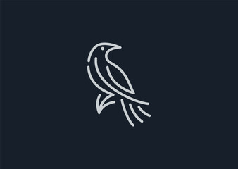 Abstract crow line logo for mystery, gothic, or thoughtful branding.