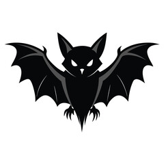 A stylized black bat with sharp white eyes and outstretched wings perfect for halloween or spooky themed designs