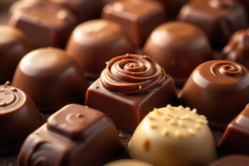 Decadent Chocolate Bars Close-up of Rich Textures and Swirls, Perfect for Food Advertising