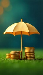 Generative AI Safeguarding future wealth with umbrella and coins