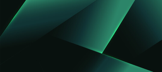 Modern abstract luxury banner, abstract green and black polygon elegant background vector for branding presentation or product ads bg