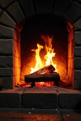 Rustic Wood Burning Stove Glowing Warmly Cozy Winter Interior with Embers