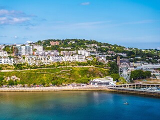 View of Torquay seaside from a drone, English Riviera, Torbay, Devon, England