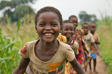 Unidentified Togolese little girl smiles. Togo children suffer of poverty due to the bad economy.