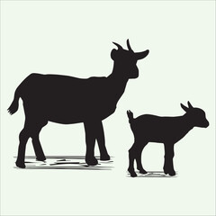 Goat Mother Silhouette Icon vector Isolated Illustration