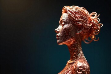 Elegant Handmade Copper Wire Sculpture Intricate Feminine Form Close-up