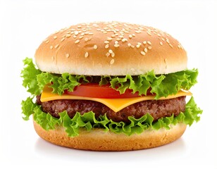 Classic cheeseburger on white