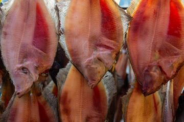 dried flatfish on sale in the shop