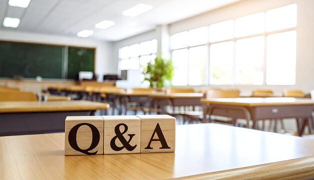 Q&A。教室。学校。Q&A. classroom. school.