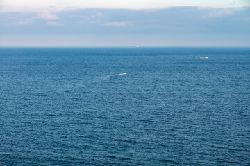 tranquil seascape with fishing boats 