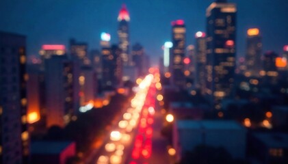 Ambitious City Nightscape Glowing Lights and Blurred Shapes Suggesting Progress and Aspiration