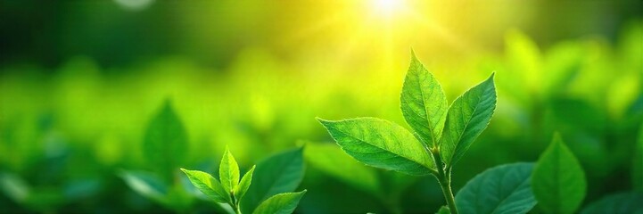 Lush Green Leaves Basking in Sunlight A Symbol of Clean Energy and Environmental Sustainability