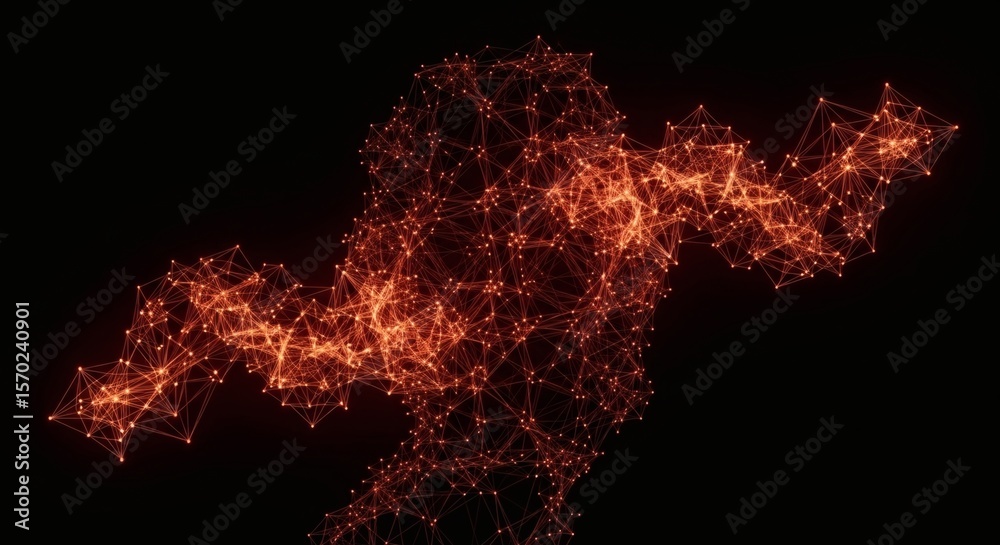 Fototapete abstract technology glowing network data stream visualization