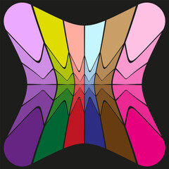 Colorful wavy pattern. Abstract shape composition. Gradient vibrant hues. Vector dark background.