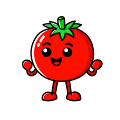 happy tomato cartoon character, tomato icon, tomato logo, great for sticker or emot.