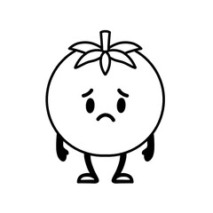 Sad tomato cartoon character sketch, tomato icon, tomato logo, great for sticker or emot.
