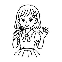 アイドル　線画　手書き