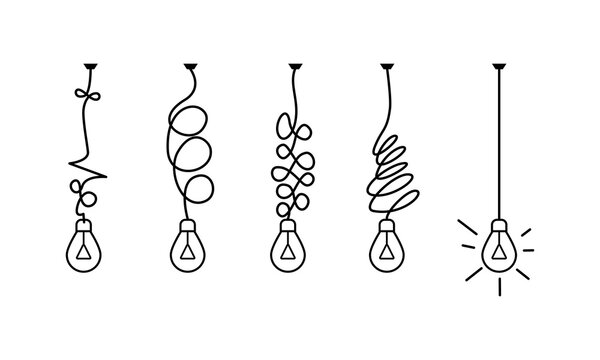 Idea concept, creative of simplifying complex process lightbulb, bulb sign, innovations, untangled of problem. Keep it simple business concept for project management, marketing, creativity
