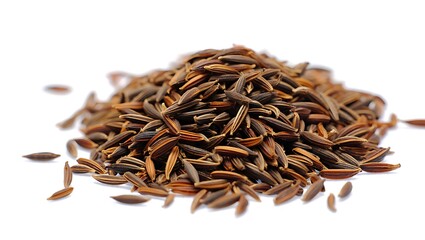 Brown Cumin Seeds Pile Isolated White Background caraway seeds spice