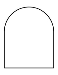 Blank white vector illustration: a black arch shape frame isolated on transparent background, perfect for a business design or an art photo 