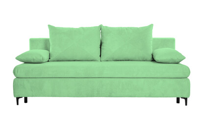 Light green sofa isolated on white. Furniture for living room interior