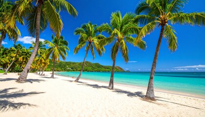 Scenic midday view of tropical beach