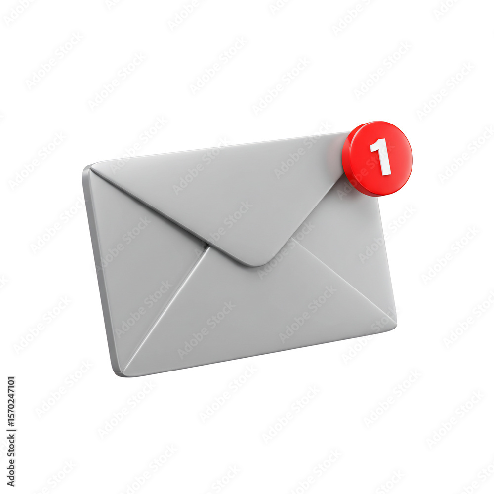 Fototapete a 3d rendering presents a pristine white envelope, signaling a new email with a notification badge, 