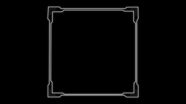 Futuristic digital HUD cyber frame technology for video overlay templates. Rectangle type Futuristic HUD Head up display interface template with basic geometry line.Technology HUD Loop Animation.4k