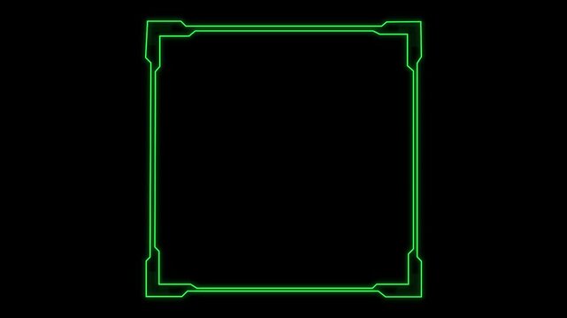 Futuristic digital HUD cyber frame technology for video overlay templates. Rectangle type Futuristic HUD Head up display interface template with basic geometry line.Technology HUD Loop Animation.4k