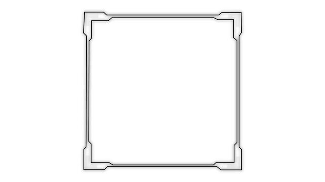 Futuristic digital HUD cyber frame technology for video overlay templates. Rectangle type Futuristic HUD Head up display interface template with basic geometry line.Technology HUD Loop Animation.4k