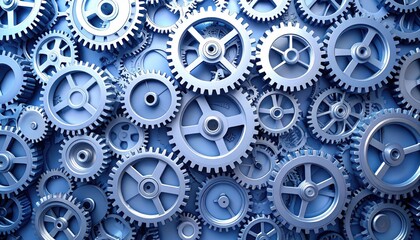 Abstract Interlocked Gears In Blue