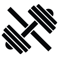 Simple black and white dumbbell bar icon for fitness and sports graphics