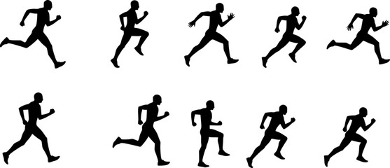 Silhouette Runners: Sequence of Motion, Exercise, and Sport
